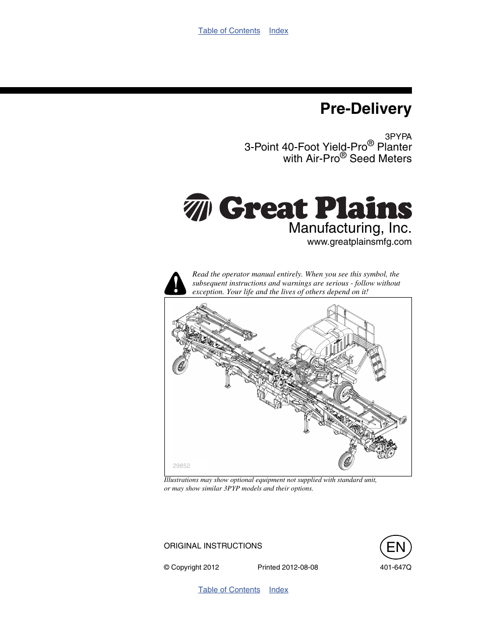 Great Plains 3PYPA Predelivery Manual User Manual | 88 pages