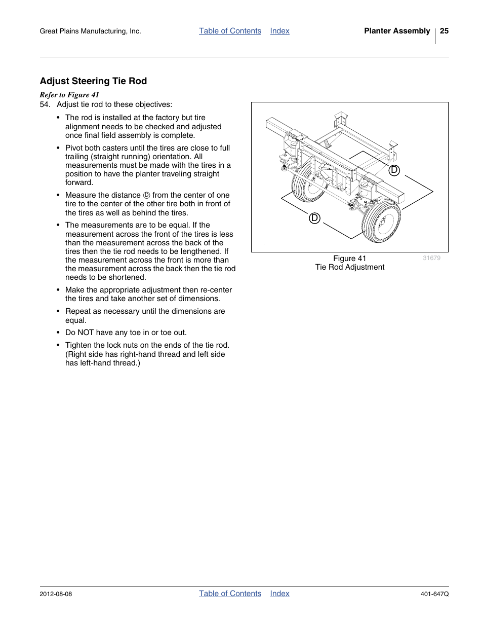 Adjust steering tie rod | Great Plains 3PYPA Predelivery Manual User Manual | Page 29 / 88