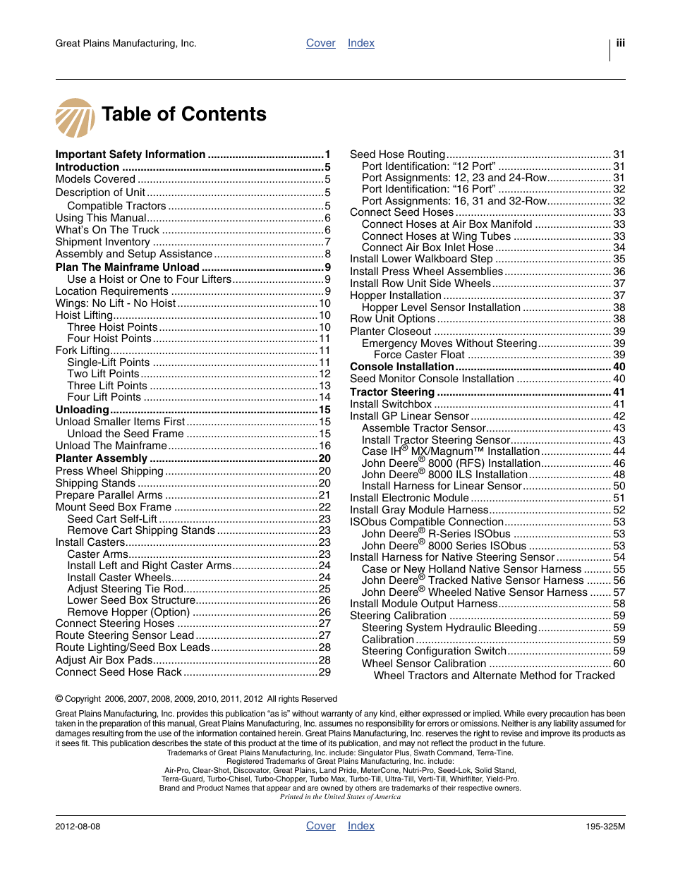 Great Plains 3PYPA Predelivery Manual User Manual | Page 3 / 88