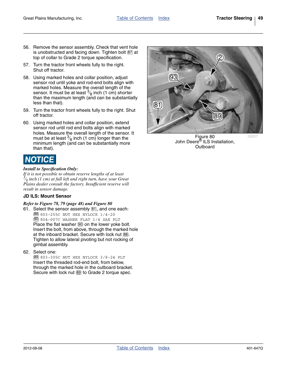 Jd ils: mount sensor | Great Plains 3PYPA Predelivery Manual User Manual | Page 53 / 88