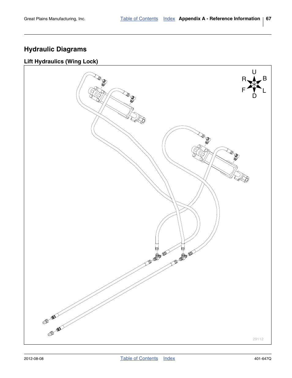 Hydraulic diagrams, Lift hydraulics (wing lock) | Great Plains 3PYPA Predelivery Manual User Manual | Page 71 / 88