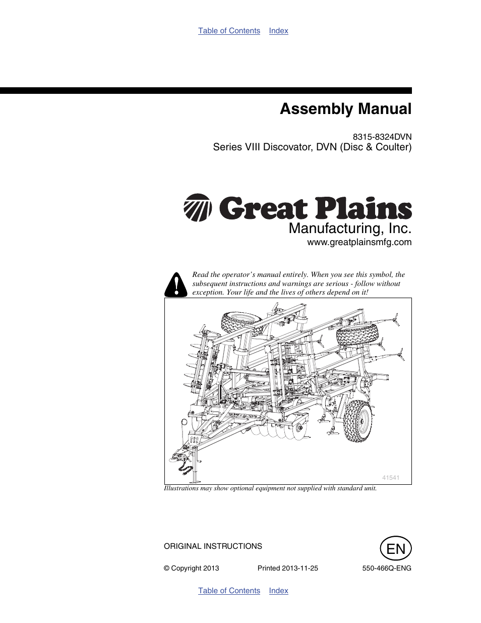 Great Plains DVN8324 Assembly Manual User Manual | 74 pages