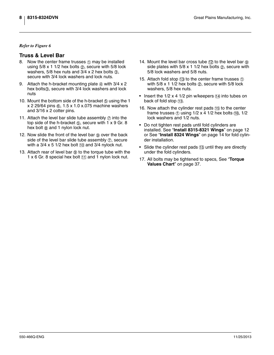 Truss & level bar | Great Plains DVN8324 Assembly Manual User Manual | Page 12 / 74