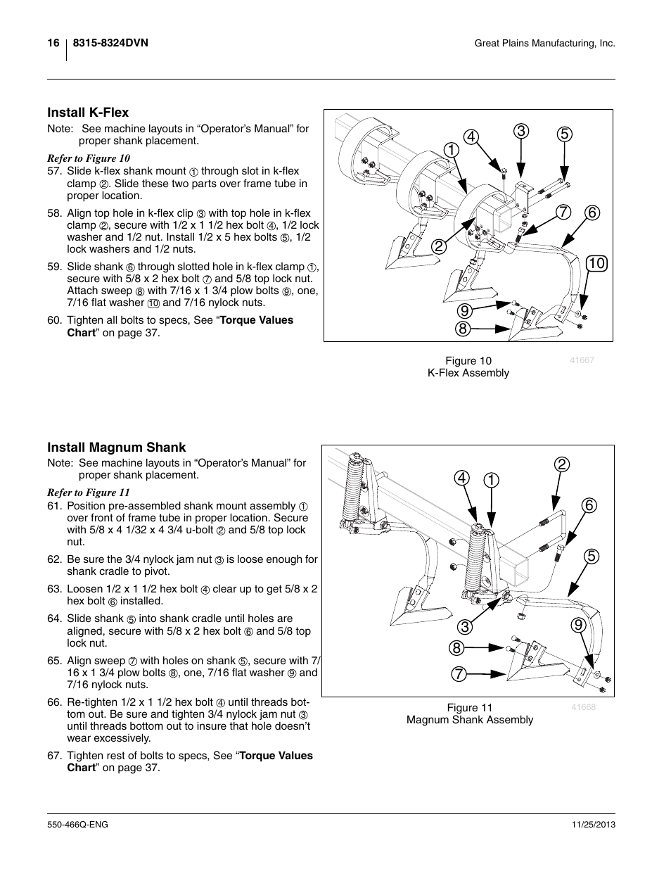 Install k-flex, Install magnum shank, Install k-flex install magnum shank | Great Plains DVN8324 Assembly Manual User Manual | Page 20 / 74
