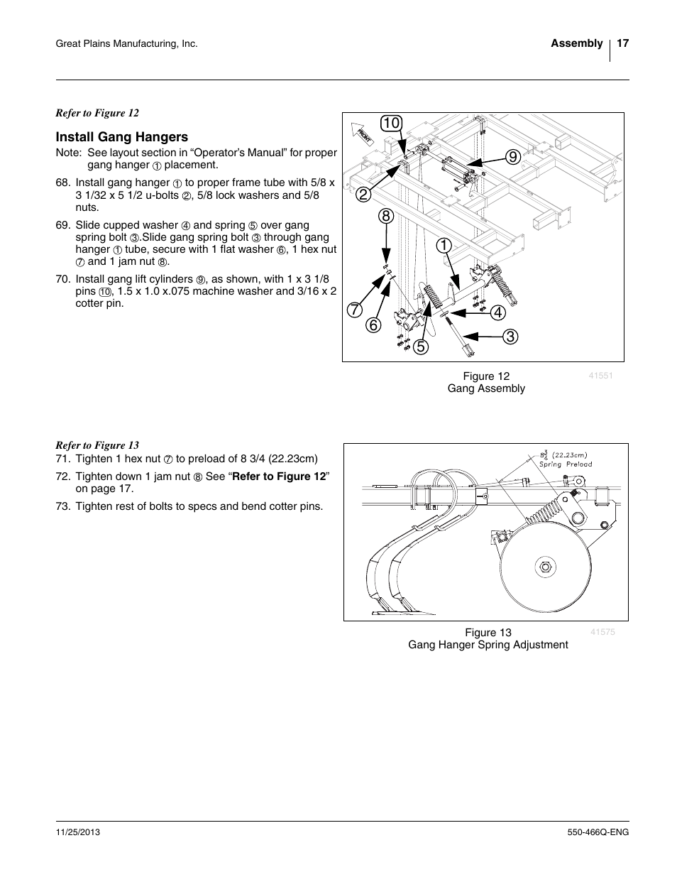 Install gang hangers | Great Plains DVN8324 Assembly Manual User Manual | Page 21 / 74