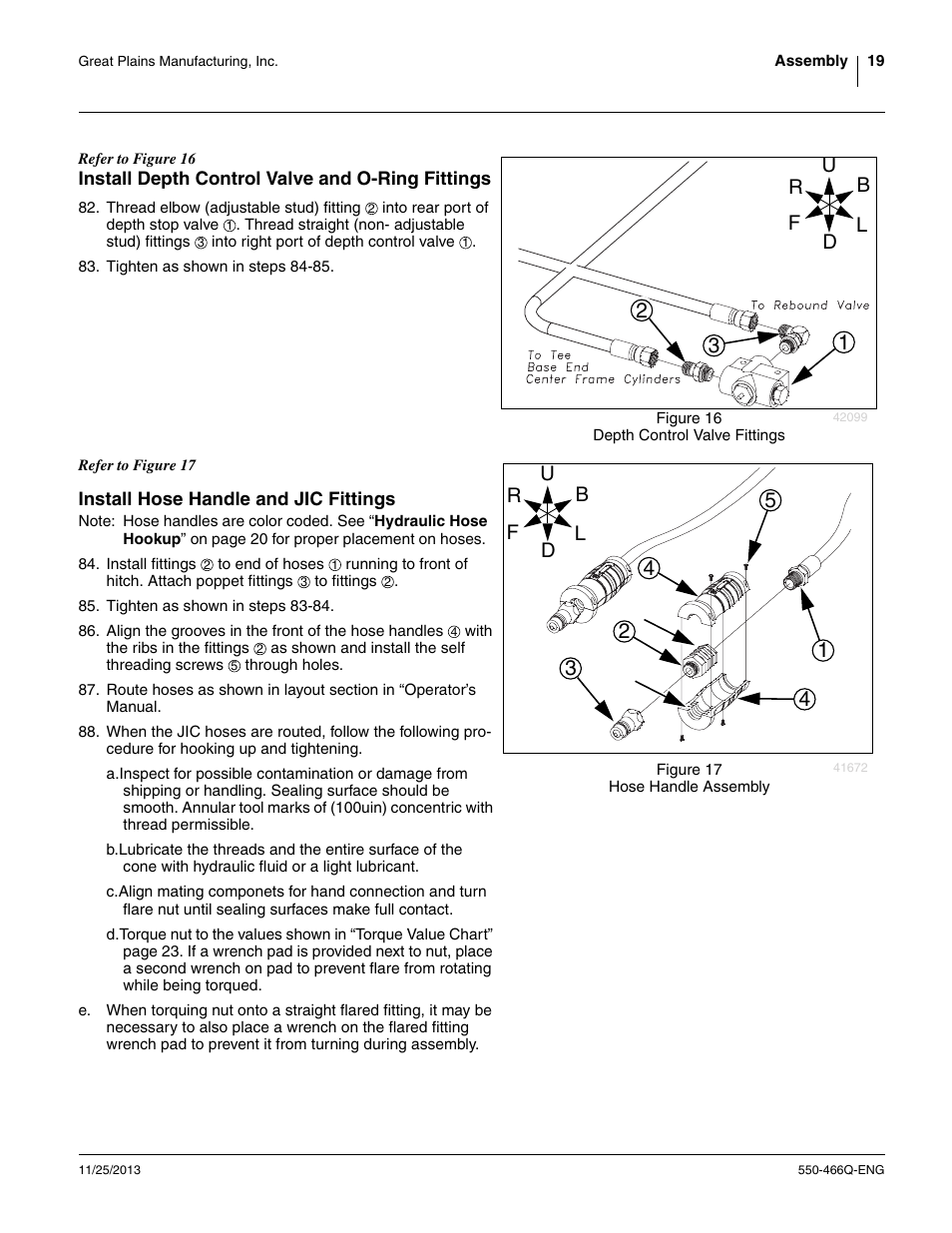 Install hose handle and jic fittings | Great Plains DVN8324 Assembly Manual User Manual | Page 23 / 74