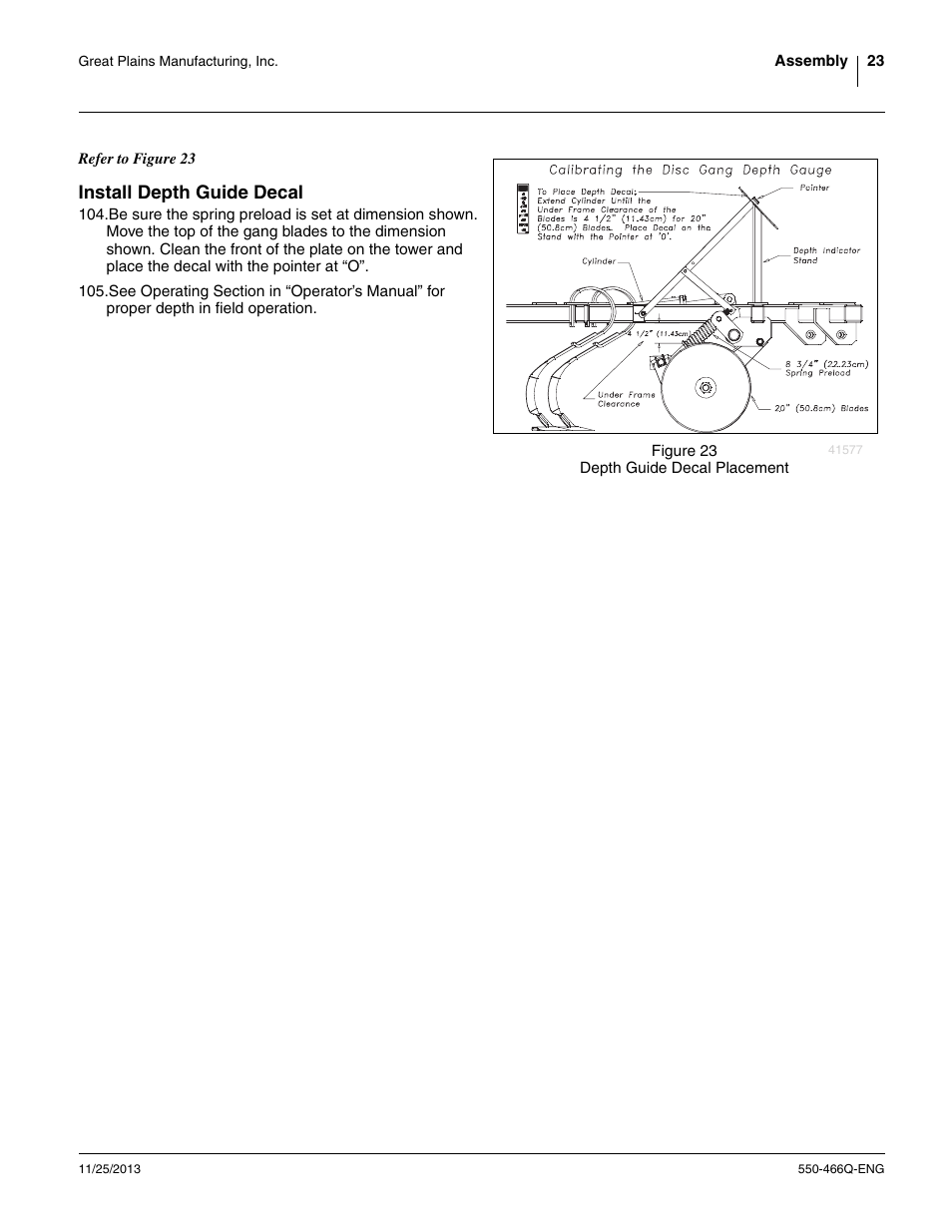 Install depth guide decal | Great Plains DVN8324 Assembly Manual User Manual | Page 27 / 74