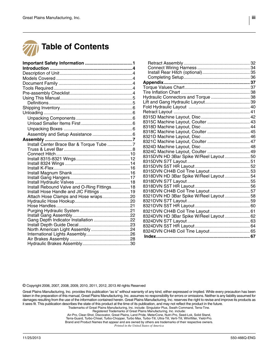 Great Plains DVN8324 Assembly Manual User Manual | Page 3 / 74