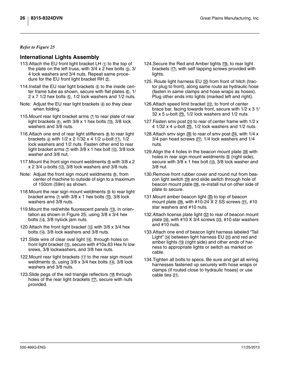 International lights assembly | Great Plains DVN8324 Assembly Manual User Manual | Page 30 / 74
