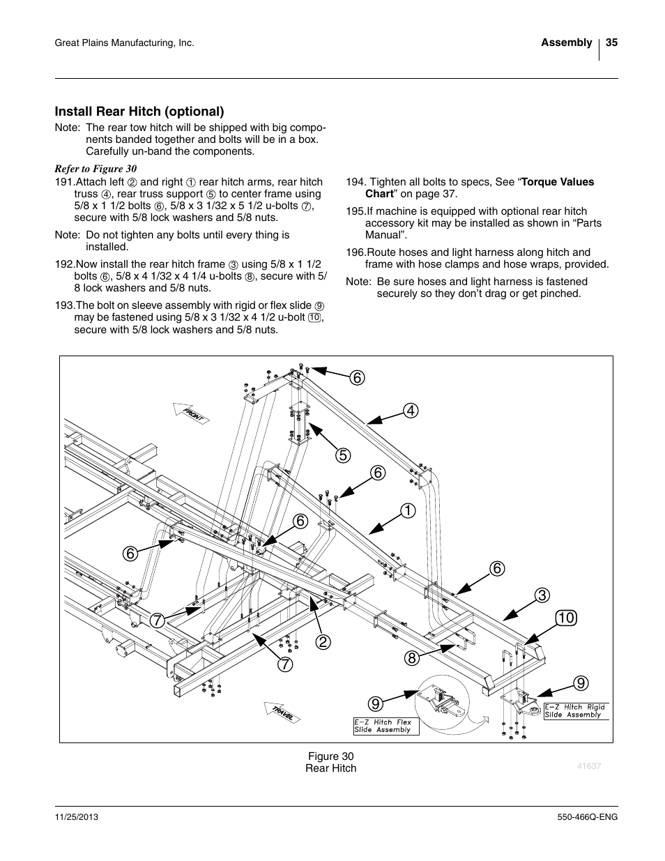 Install rear hitch (optional) | Great Plains DVN8324 Assembly Manual User Manual | Page 39 / 74