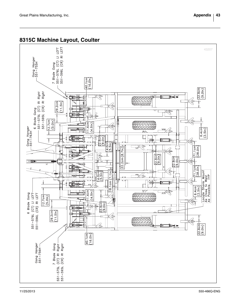 8315c machine layout, coulter | Great Plains DVN8324 Assembly Manual User Manual | Page 47 / 74