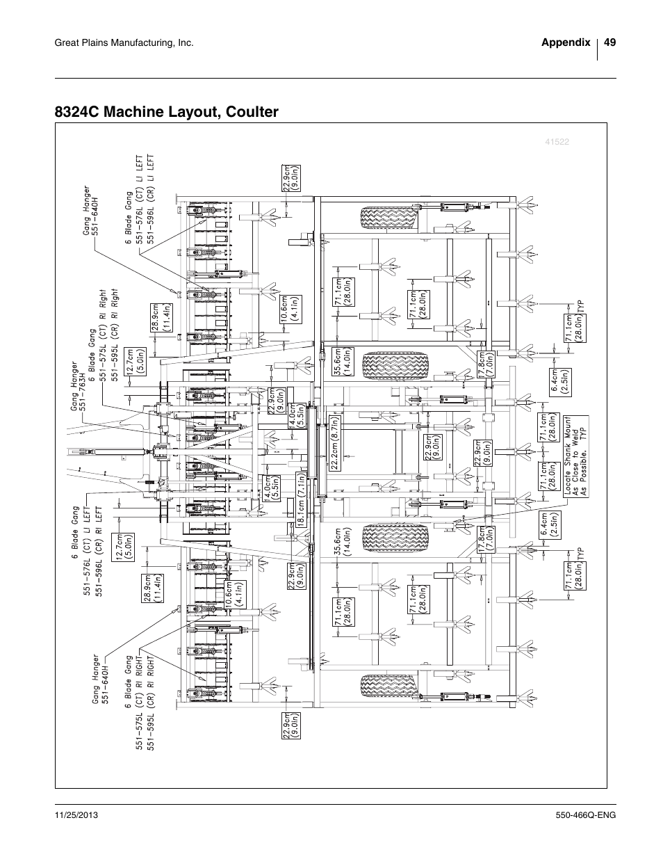 8324c machine layout, coulter | Great Plains DVN8324 Assembly Manual User Manual | Page 53 / 74