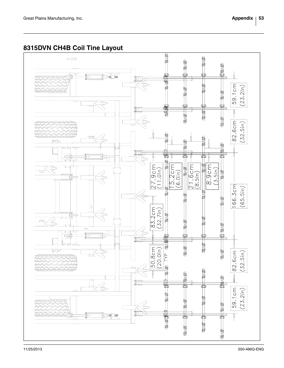 8315dvn ch4b coil tine layout | Great Plains DVN8324 Assembly Manual User Manual | Page 57 / 74