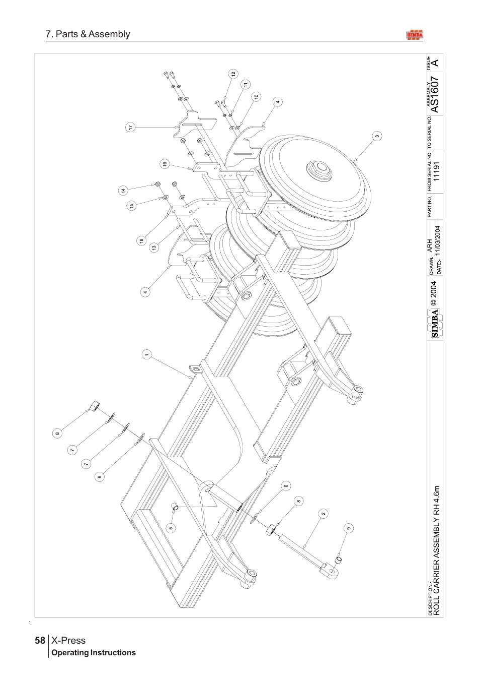 As 1607, X-press, 58 7. parts & assembly | Great Plains AS1600 Assembly Instructions User Manual | Page 16 / 66