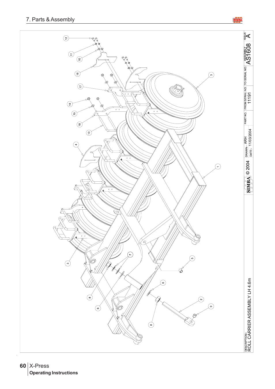 As 1 608, X-press, 60 7. parts & assembly | Great Plains AS1600 Assembly Instructions User Manual | Page 18 / 66