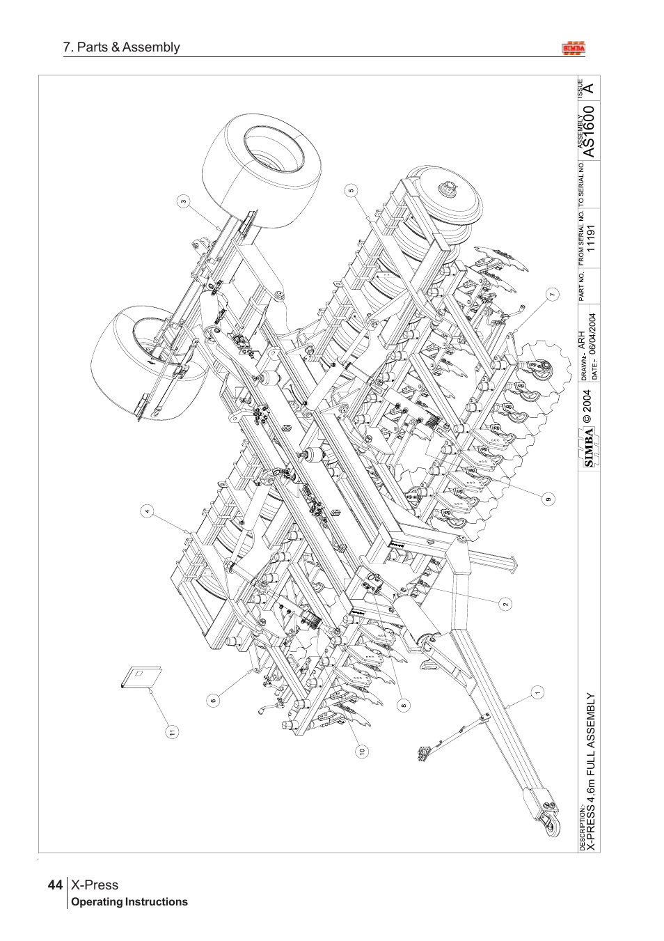 Aas 16 00, X-press, 44 7. parts & assembly | Great Plains AS1600 Assembly Instructions User Manual | Page 2 / 66