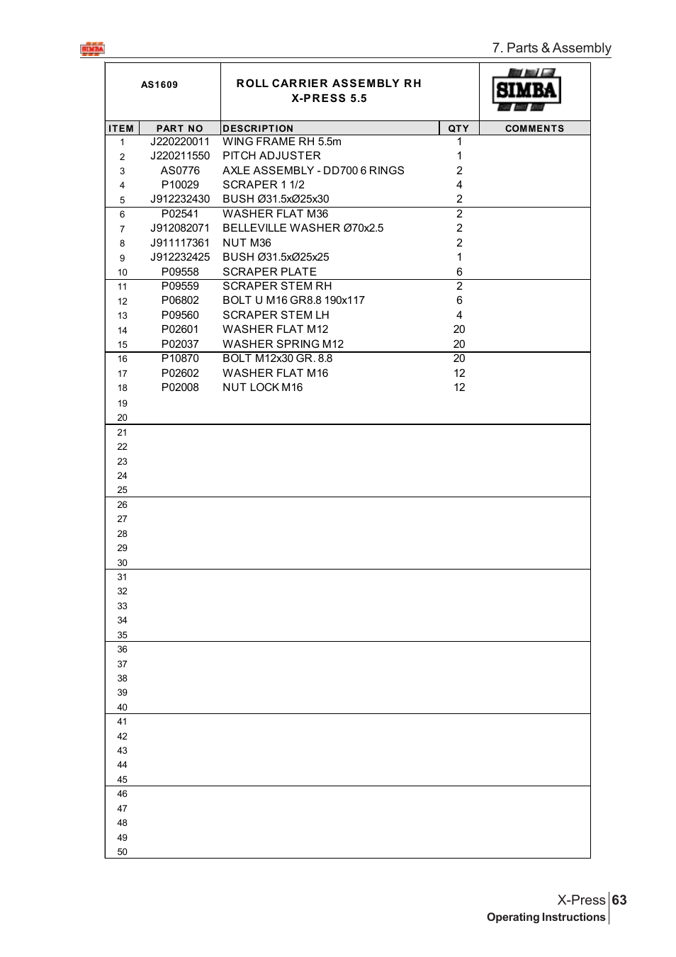 63 x-press, Parts & assembly | Great Plains AS1600 Assembly Instructions User Manual | Page 21 / 66
