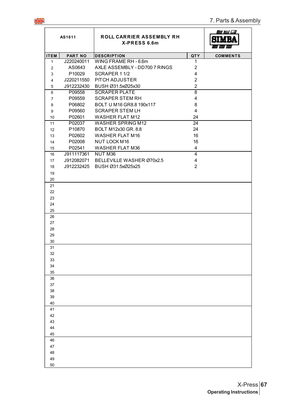 67 x-press, Parts & assembly | Great Plains AS1600 Assembly Instructions User Manual | Page 25 / 66