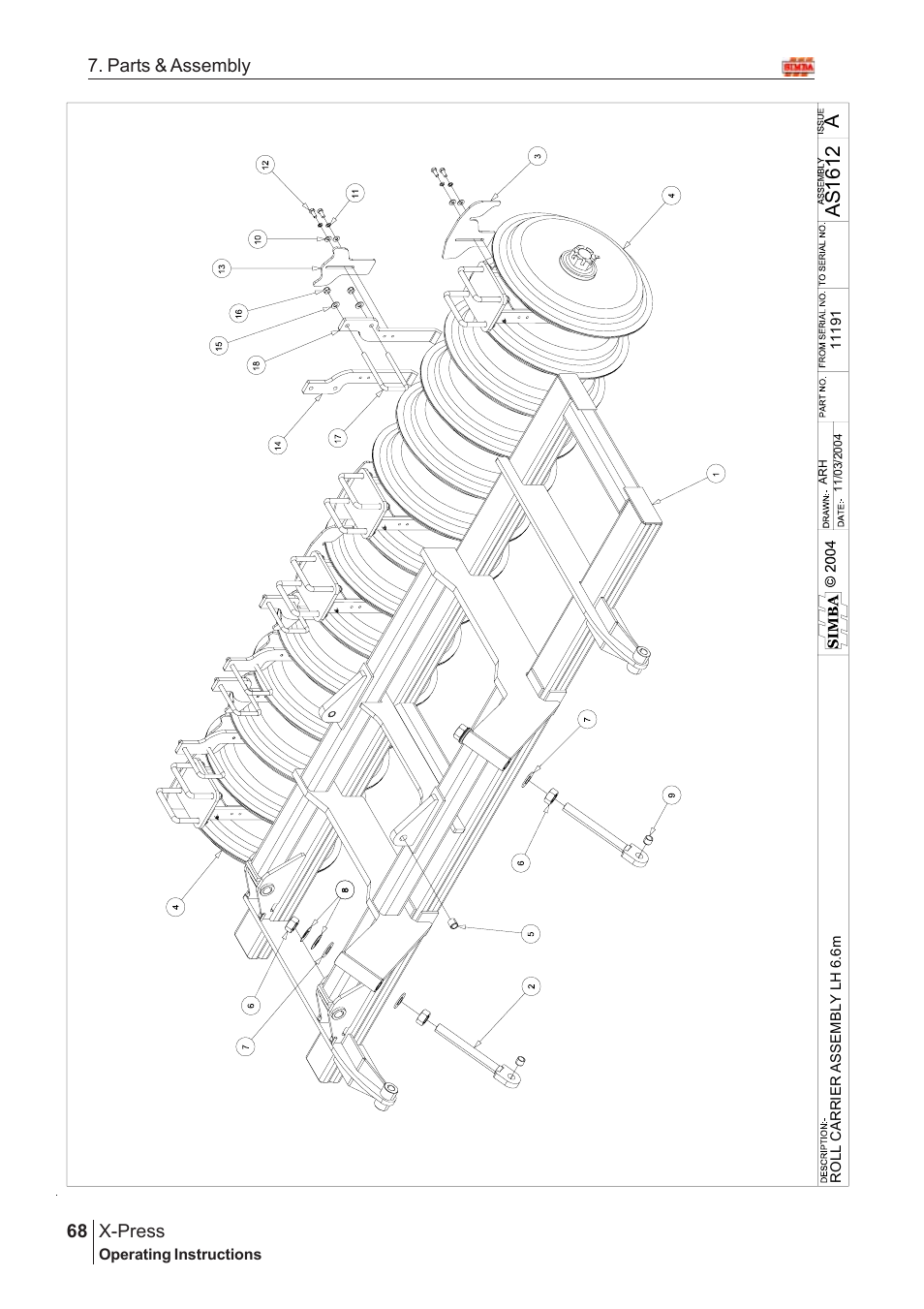 As 1 612, X-press, 68 7. parts & assembly | Great Plains AS1600 Assembly Instructions User Manual | Page 26 / 66