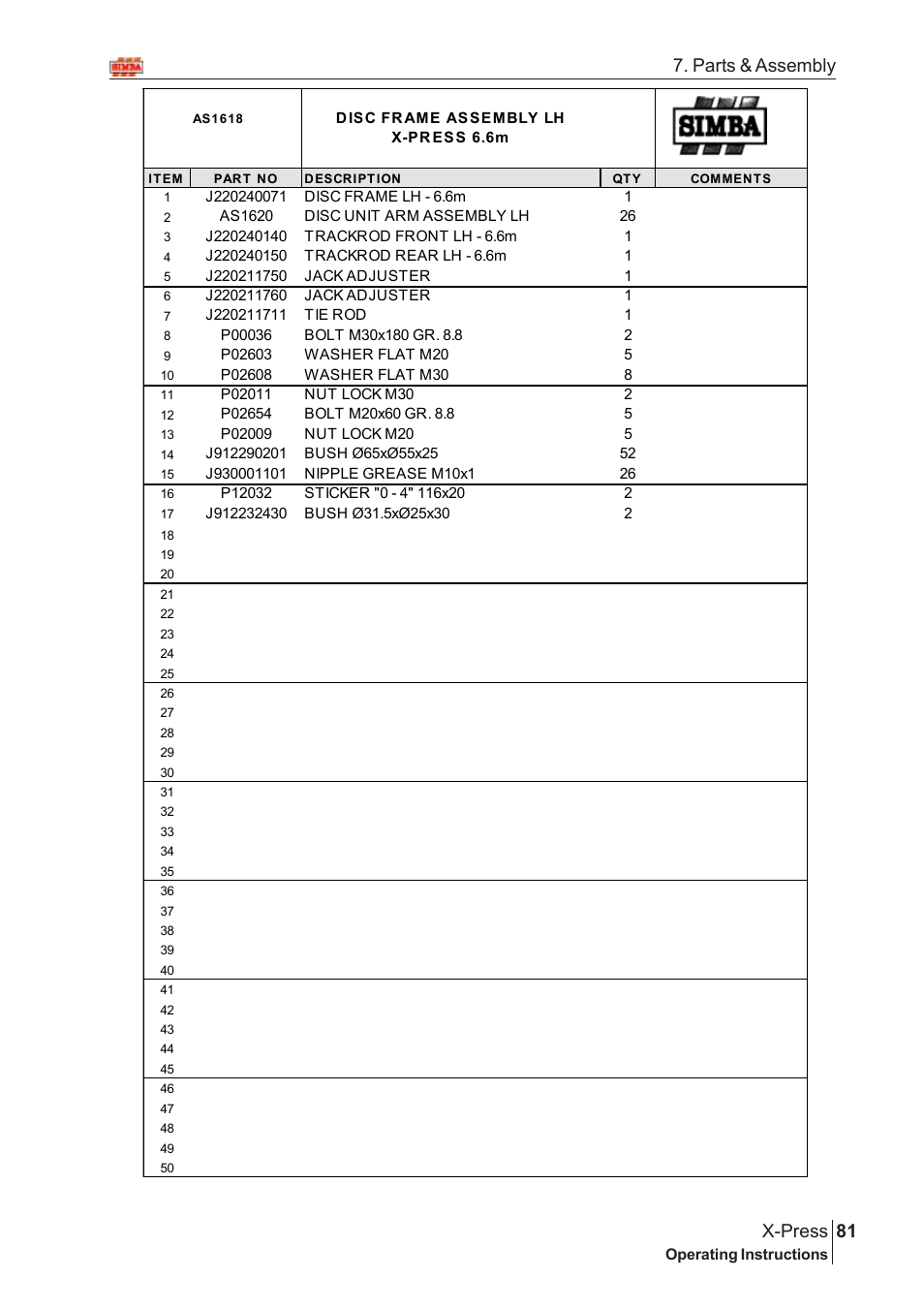 81 x-press, Parts & assembly | Great Plains AS1600 Assembly Instructions User Manual | Page 39 / 66