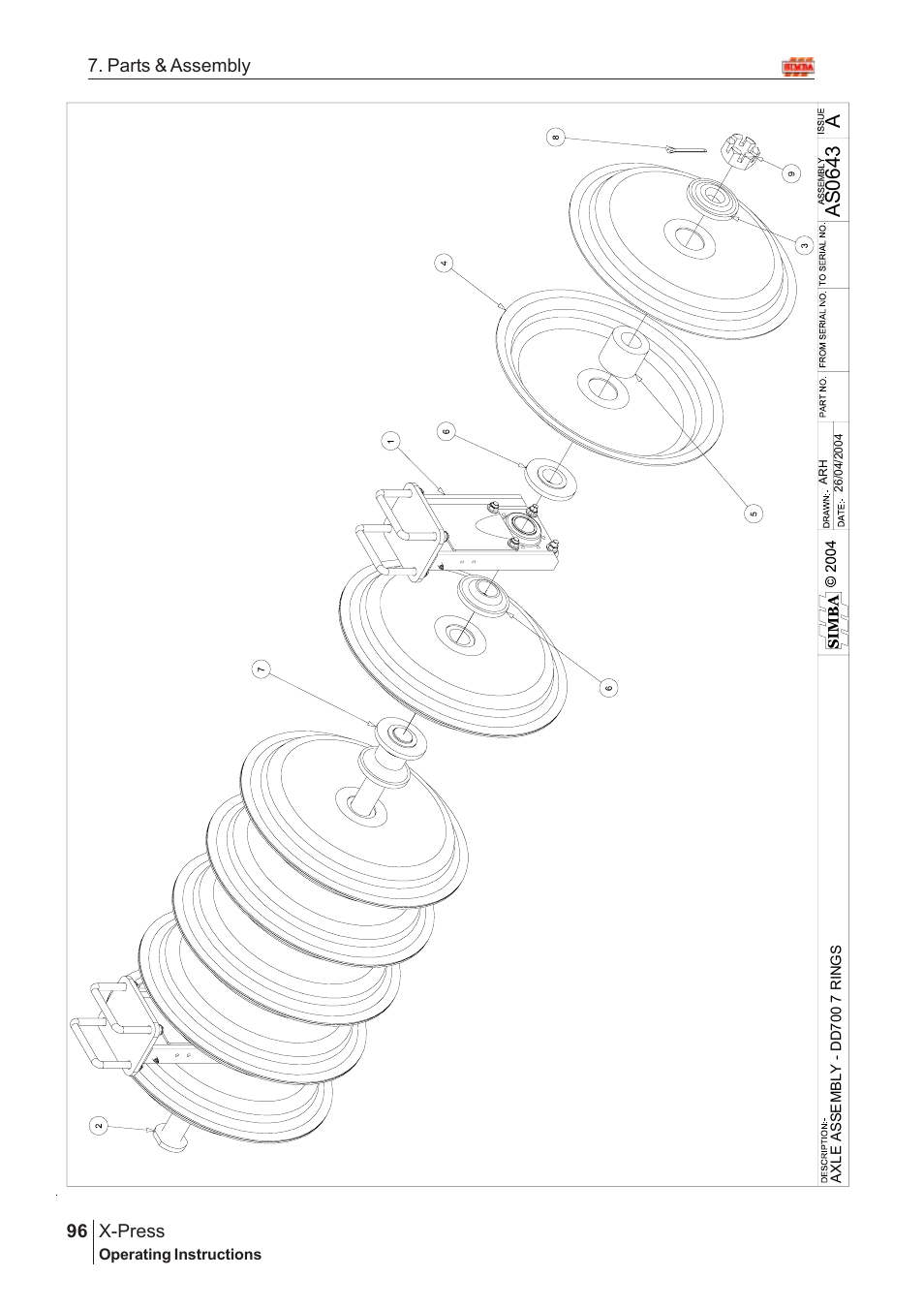 As 0 643, X-press, 96 7. parts & assembly | Great Plains AS1600 Assembly Instructions User Manual | Page 54 / 66