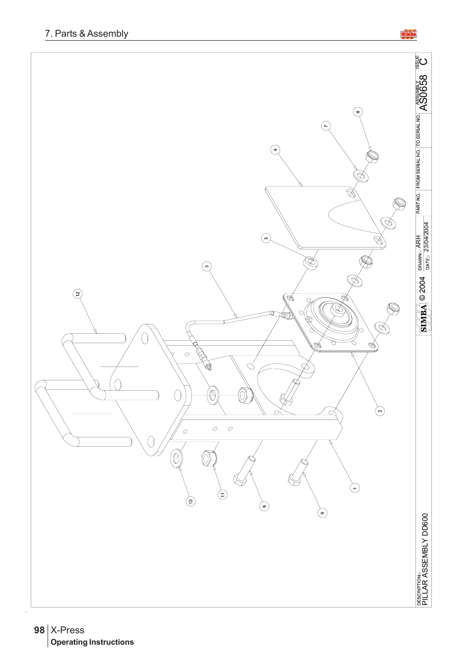 Ca s 0 658, X-press, 98 7. parts & assembly | Great Plains AS1600 Assembly Instructions User Manual | Page 56 / 66