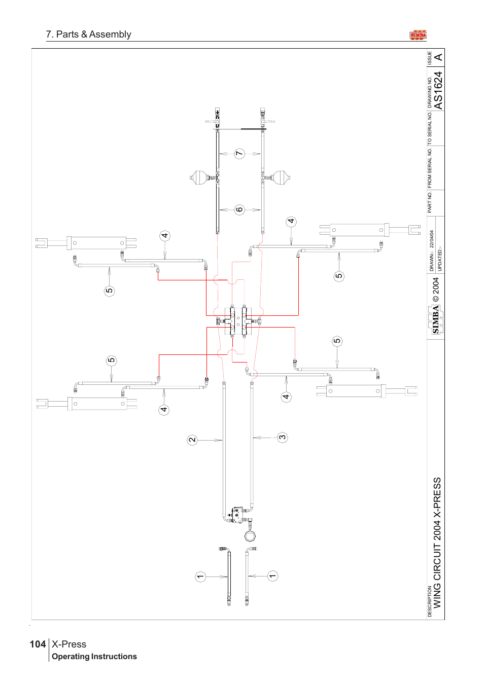 As 1 624 a, X-press, 104 7. parts & assembly | Win g cir c u it 2 00 4 x-press, Operating instructions | Great Plains AS1600 Assembly Instructions User Manual | Page 62 / 66