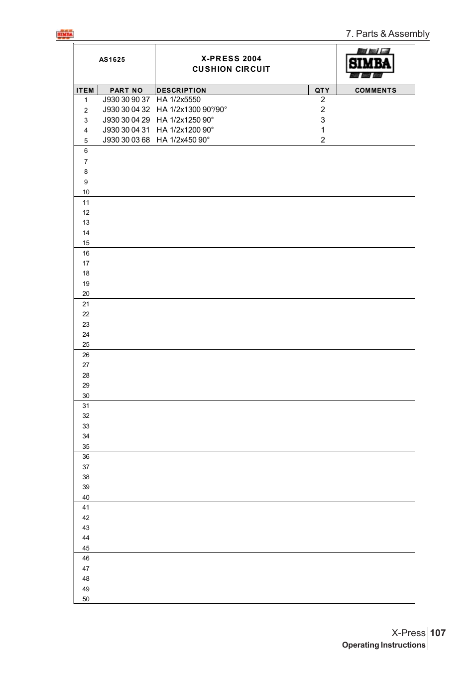 107 x-press, Parts & assembly | Great Plains AS1600 Assembly Instructions User Manual | Page 65 / 66