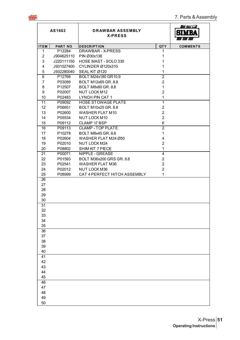 51 x-press, Parts & assembly | Great Plains AS1600 Assembly Instructions User Manual | Page 9 / 66