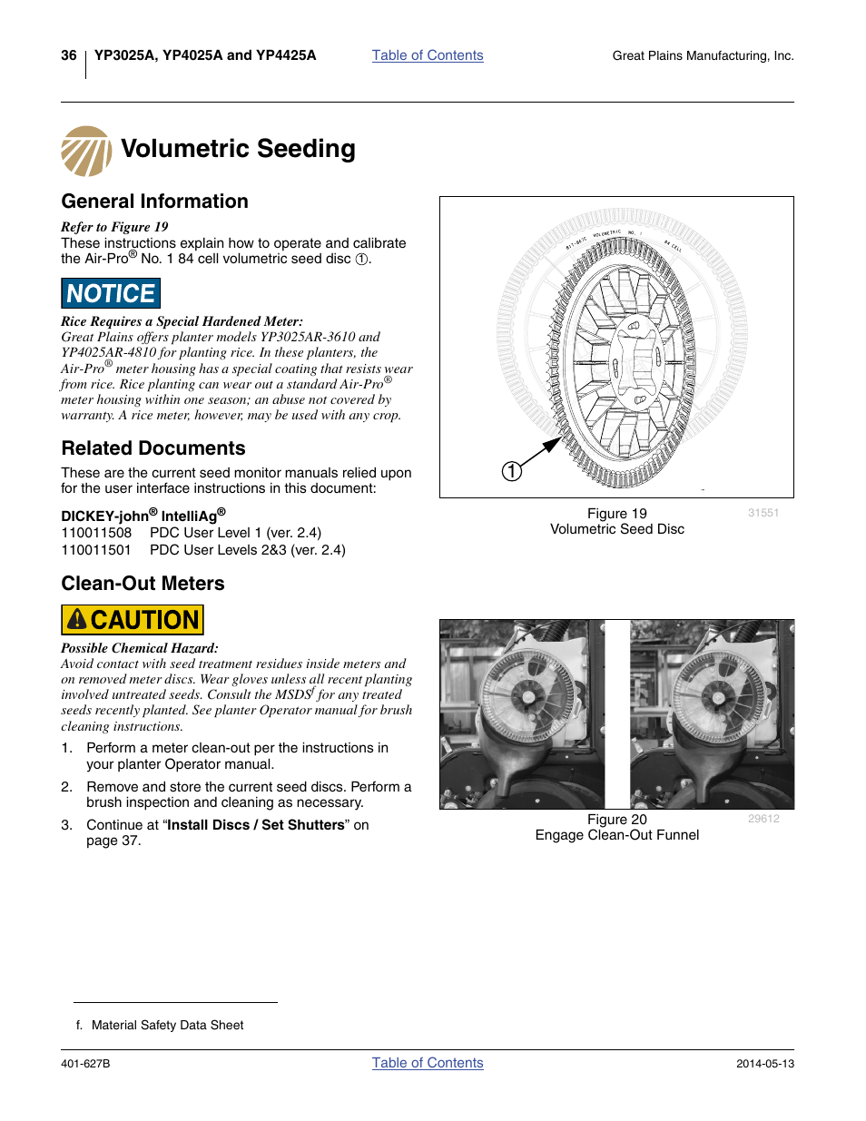 Volumetric seeding, General information, Related documents | Dickey-john® intelliag, Clean-out meters | Great Plains YP4425A Material Rate User Manual | Page 40 / 84