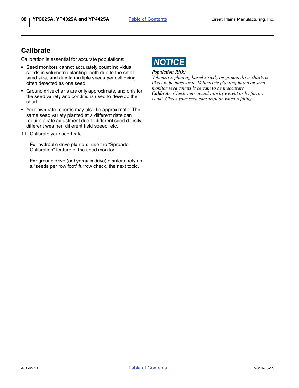 Calibrate | Great Plains YP4425A Material Rate User Manual | Page 42 / 84