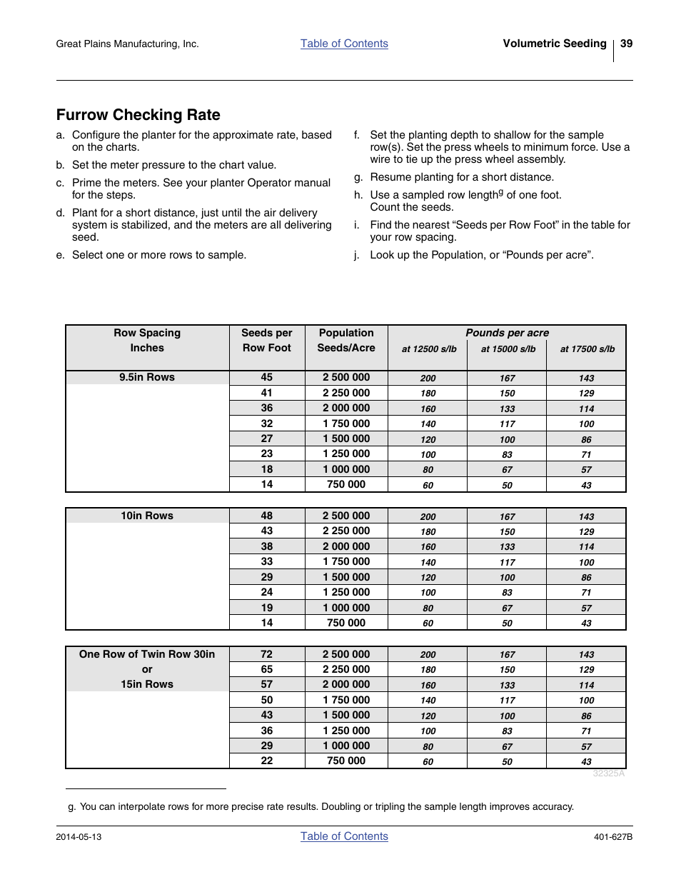 Furrow checking rate | Great Plains YP4425A Material Rate User Manual | Page 43 / 84