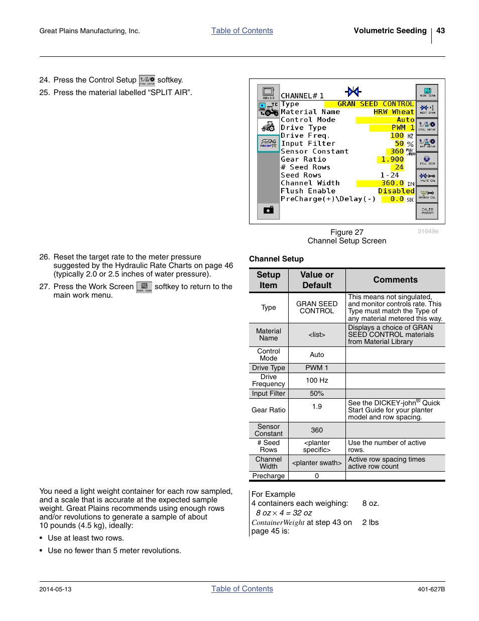 Channel setup | Great Plains YP4425A Material Rate User Manual | Page 47 / 84