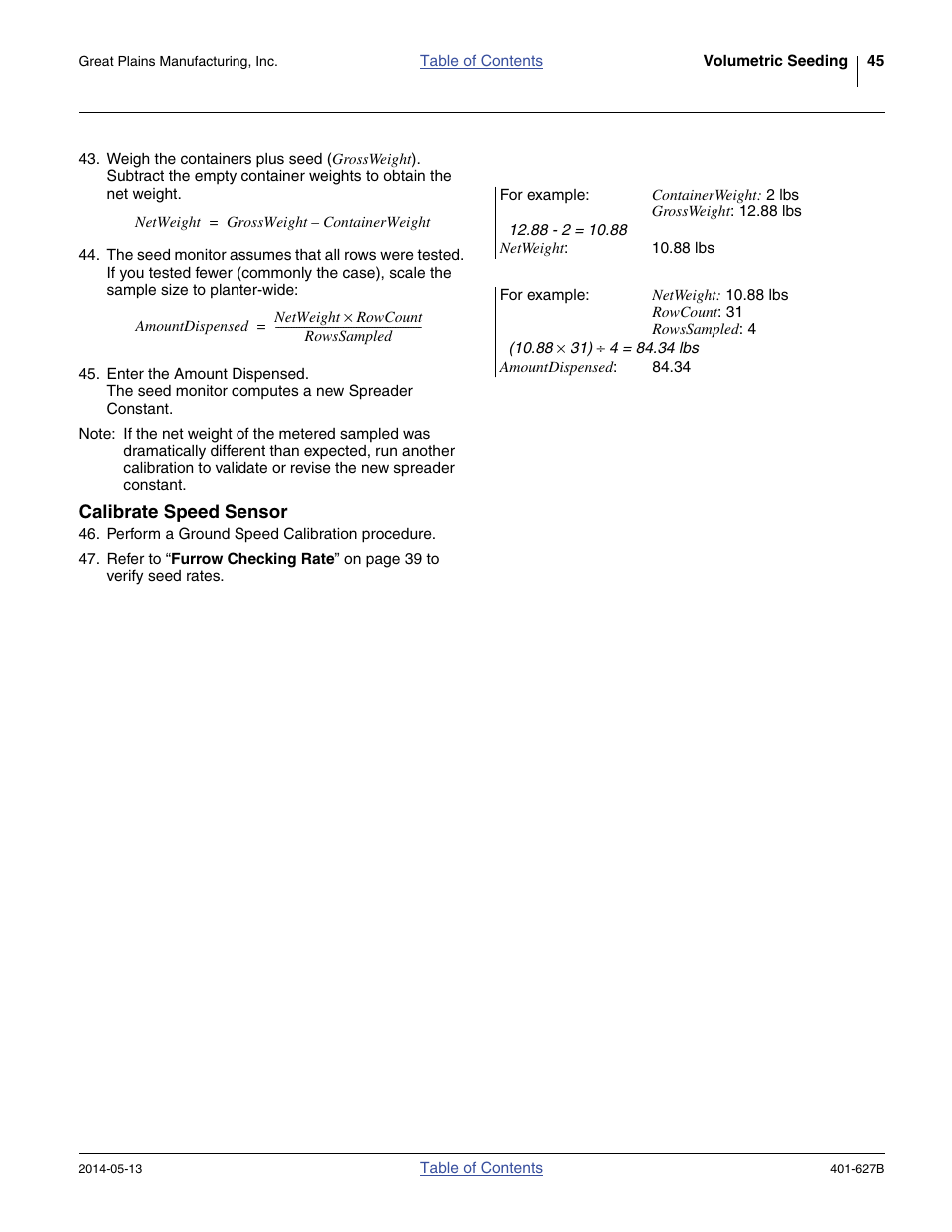 Calibrate speed sensor | Great Plains YP4425A Material Rate User Manual | Page 49 / 84