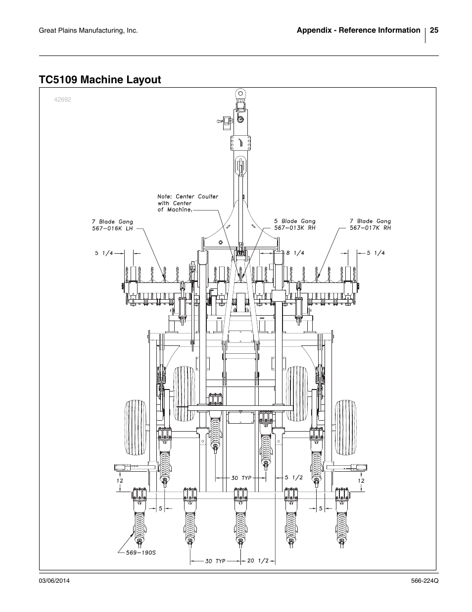 Tc5109 machine layout | Great Plains TC5319 (S/N A1420X+) Predelivery Manual User Manual | Page 29 / 64