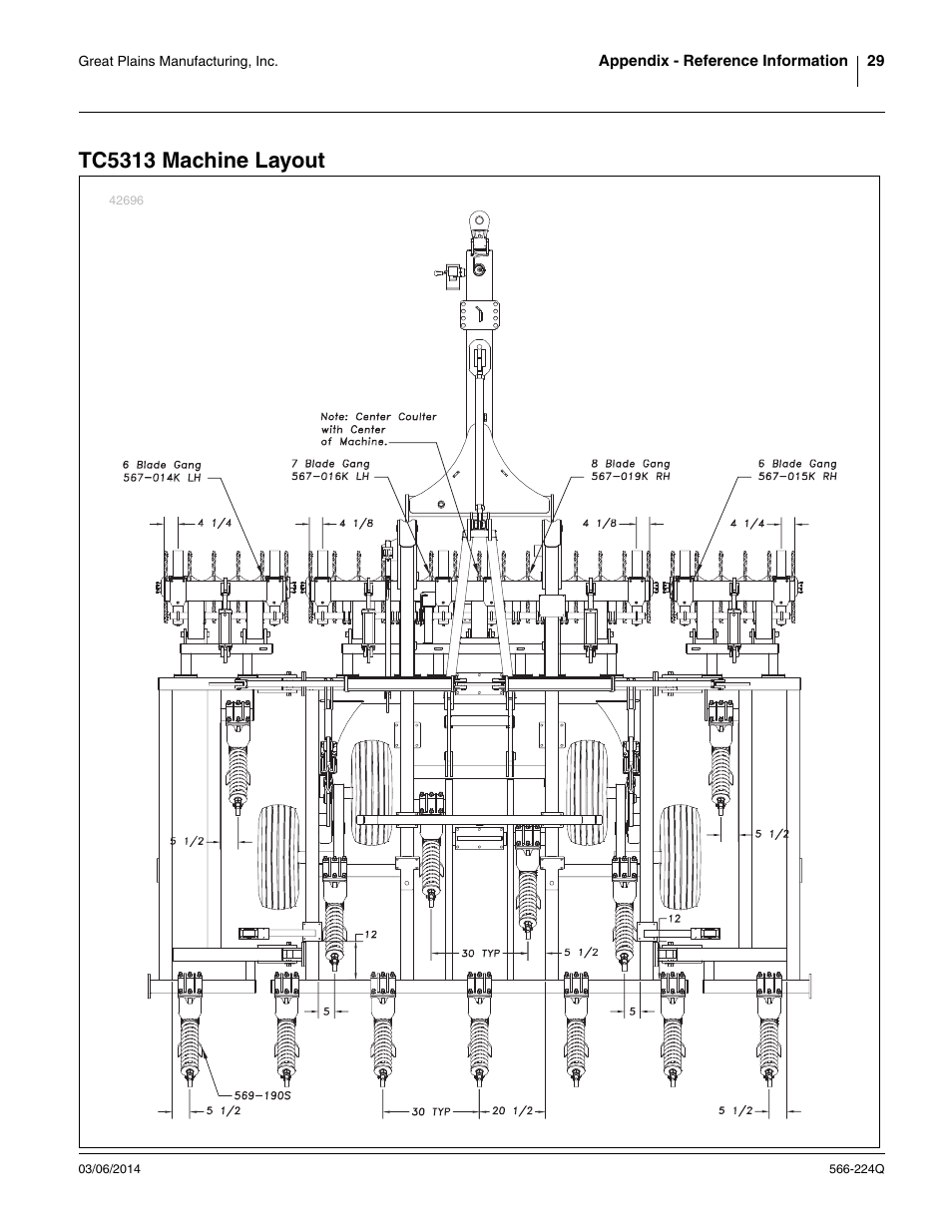 Tc5313 machine layout | Great Plains TC5319 (S/N A1420X+) Predelivery Manual User Manual | Page 33 / 64