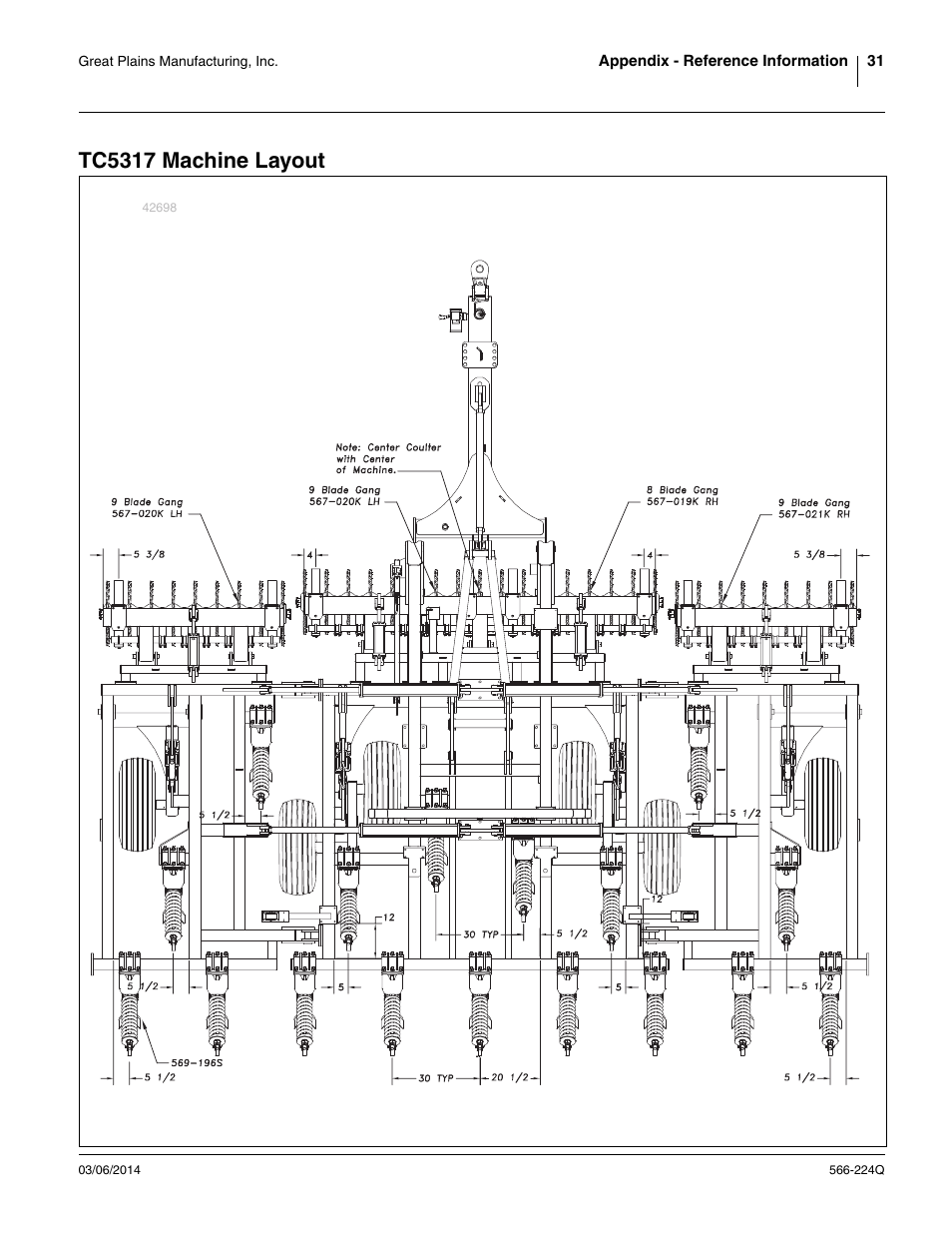 Tc5317 machine layout | Great Plains TC5319 (S/N A1420X+) Predelivery Manual User Manual | Page 35 / 64