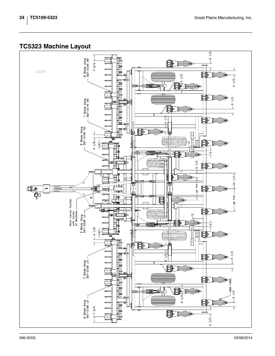 Tc5323 machine layout | Great Plains TC5319 (S/N A1420X+) Predelivery Manual User Manual | Page 38 / 64