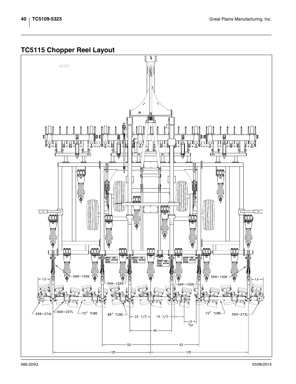 Tc5115 chopper reel layout | Great Plains TC5319 (S/N A1420X+) Predelivery Manual User Manual | Page 44 / 64