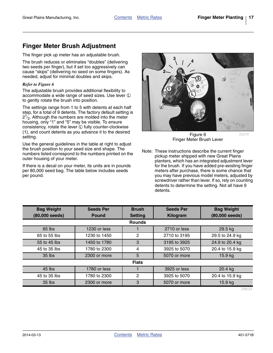Finger meter brush adjustment | Great Plains YP4025F-1670 Material Rate User Manual | Page 19 / 82
