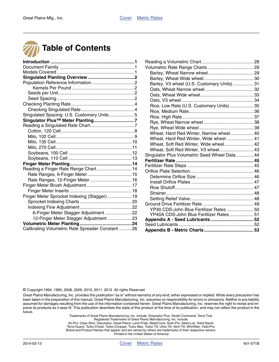 Great Plains YP4025F-1670 Material Rate User Manual | Page 2 / 82