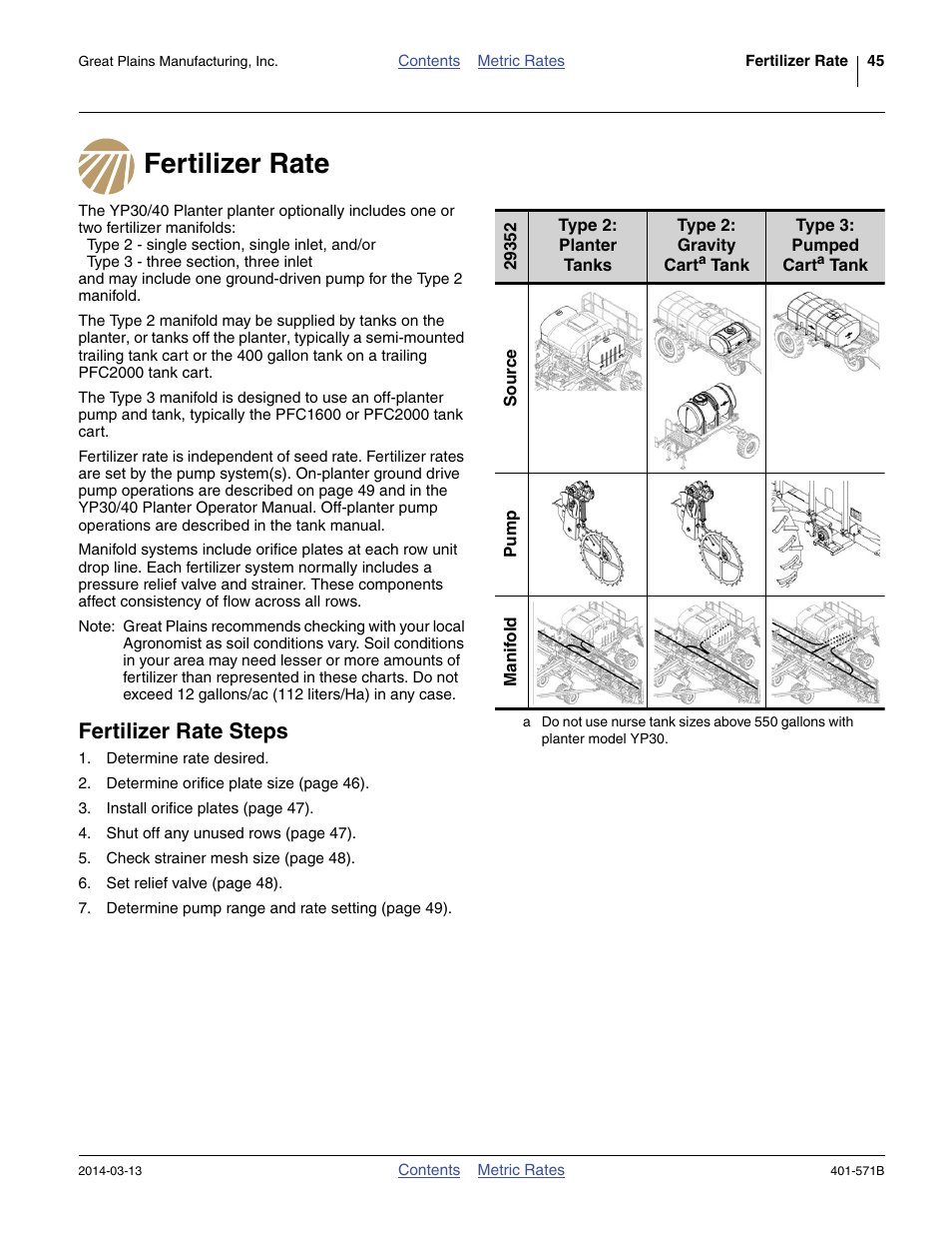 Fertilizer rate, Fertilizer rate steps, Fertilizer rate fertilizer rate steps | Great Plains YP4025F-1670 Material Rate User Manual | Page 47 / 82