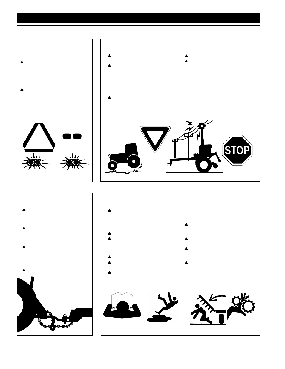 Important safety information, Transport machinery safely, Use safety lights and devices | Practice safe maintenance, Use a safety chain | Great Plains ADC1150 Operator Manual User Manual | Page 4 / 57
