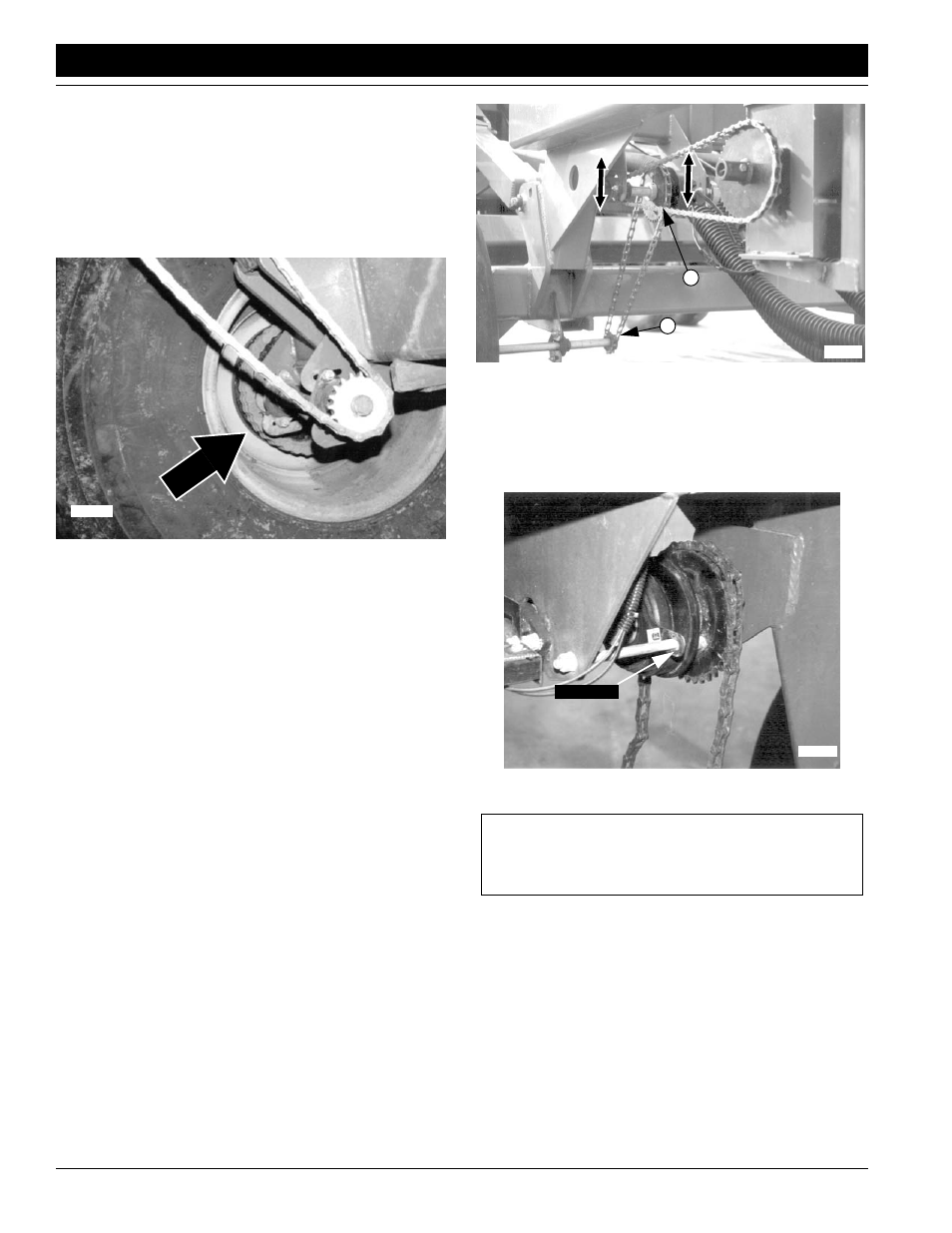Drive system adjustments, Hub chain clutch input and gearbox input chains | Great Plains ADC1150 Operator Manual User Manual | Page 40 / 57