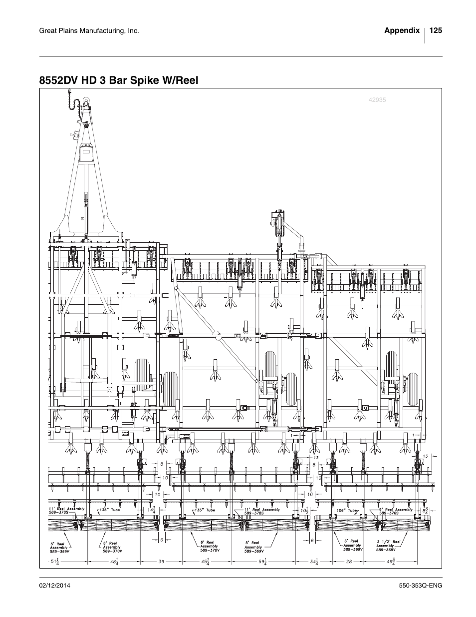 8552dv hd 3 bar spike w/reel | Great Plains DVN8552 Assembly Manual User Manual | Page 129 / 140