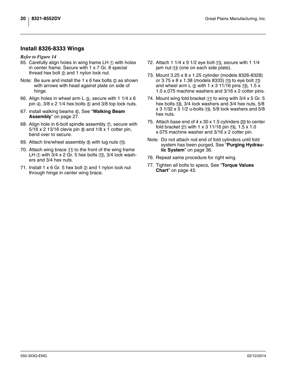 Install 8326-8333 wings | Great Plains DVN8552 Assembly Manual User Manual | Page 24 / 140