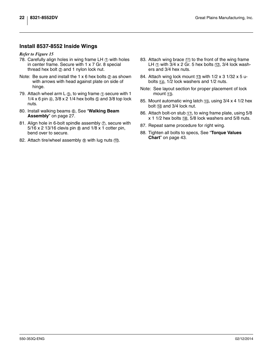 Install 8537-8552 inside wings | Great Plains DVN8552 Assembly Manual User Manual | Page 26 / 140