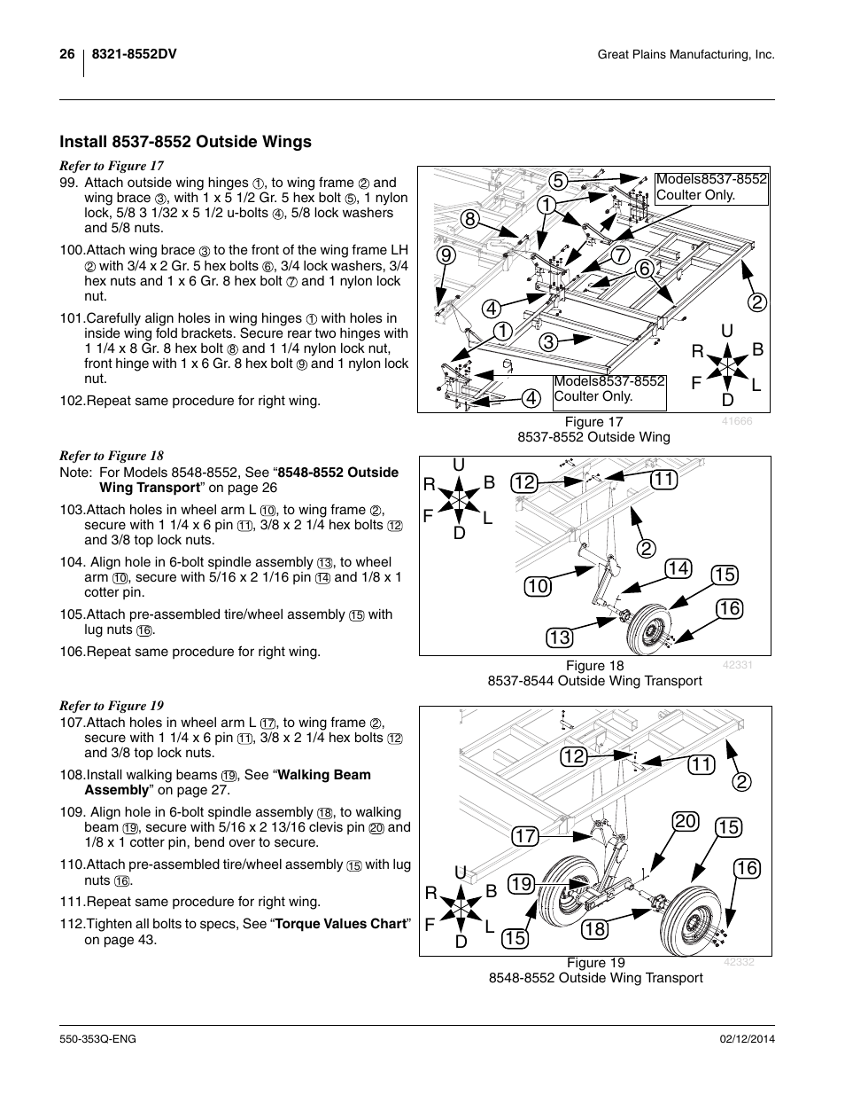 Install 8537-8552 outside wings | Great Plains DVN8552 Assembly Manual User Manual | Page 30 / 140