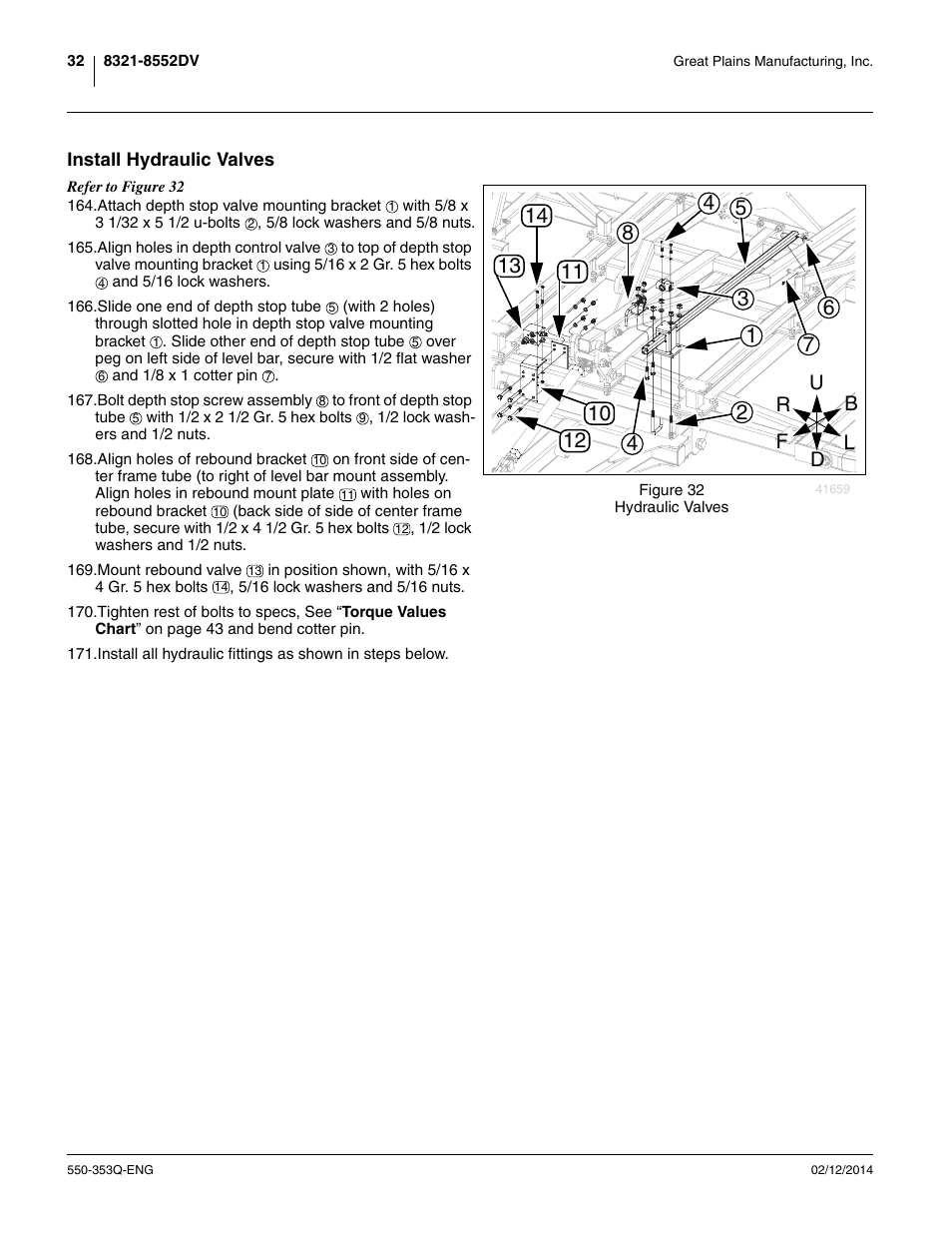 Install hydraulic valves | Great Plains DVN8552 Assembly Manual User Manual | Page 36 / 140