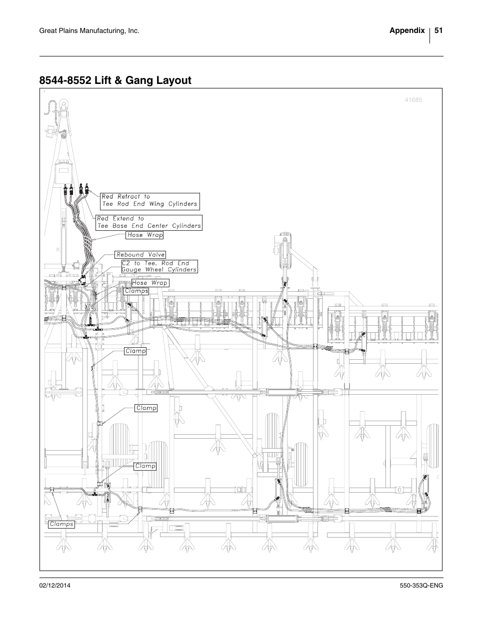 8544-8552 lift & gang layout | Great Plains DVN8552 Assembly Manual User Manual | Page 55 / 140